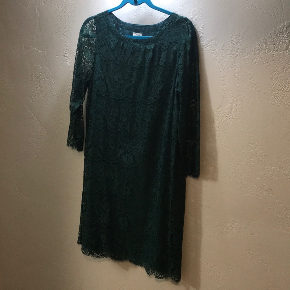 Lucky Brand, hunter green, lace shift dress.